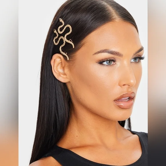 Gold Snake Hair Slide 2 Pack - Picture 2 of 4